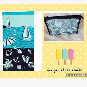 Vera Bradley Sunny Medallion Beach Towel & Wristlet Set